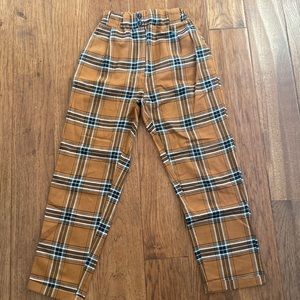 Brown plaid pants